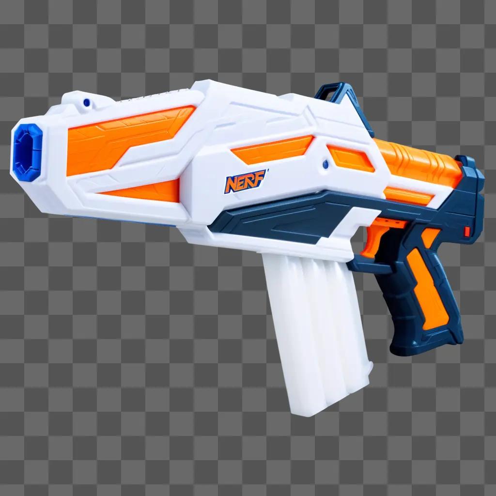 Nerf gun with orange and white color