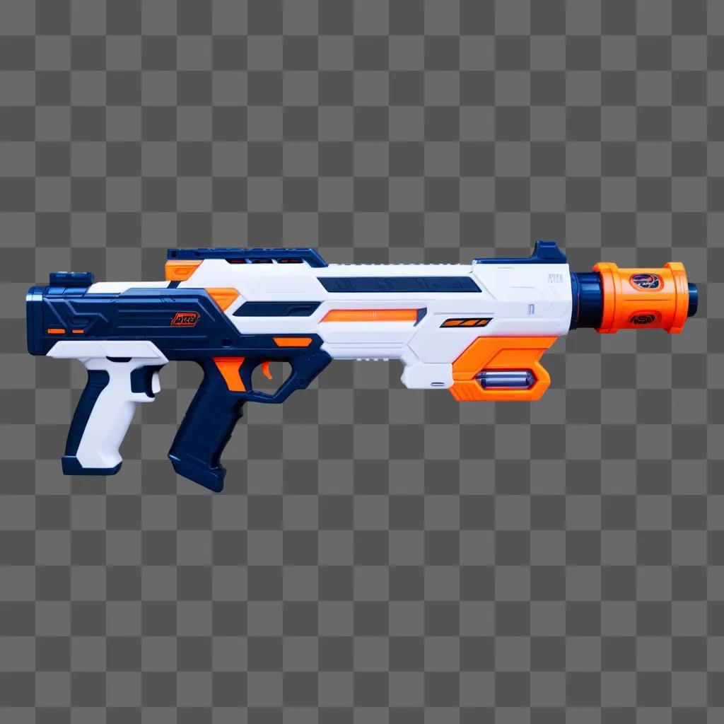 Nerf gun with orange and white colors