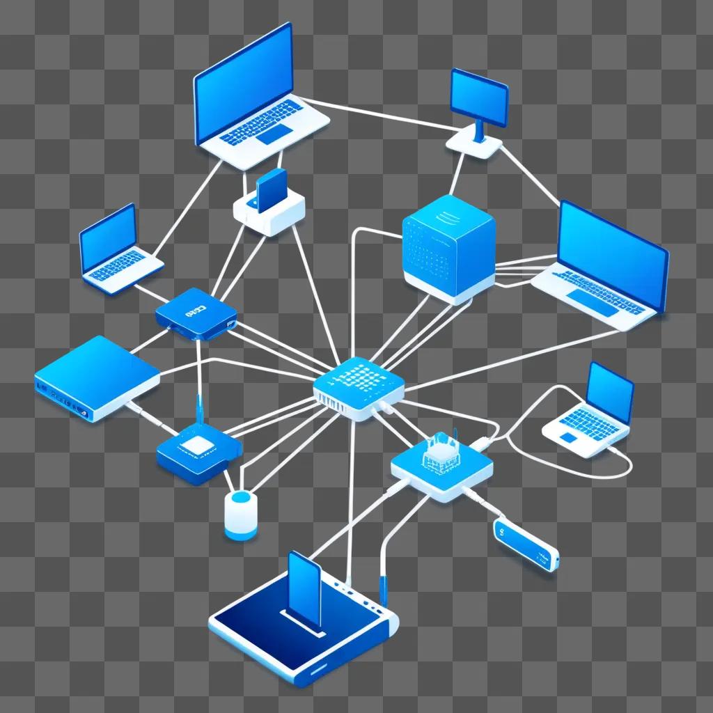 Network devices connected in a network diagram