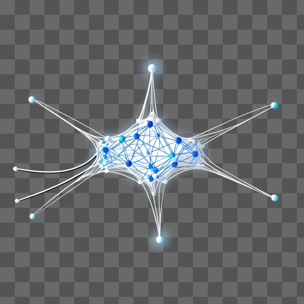 Network of neurons with blue and white lines