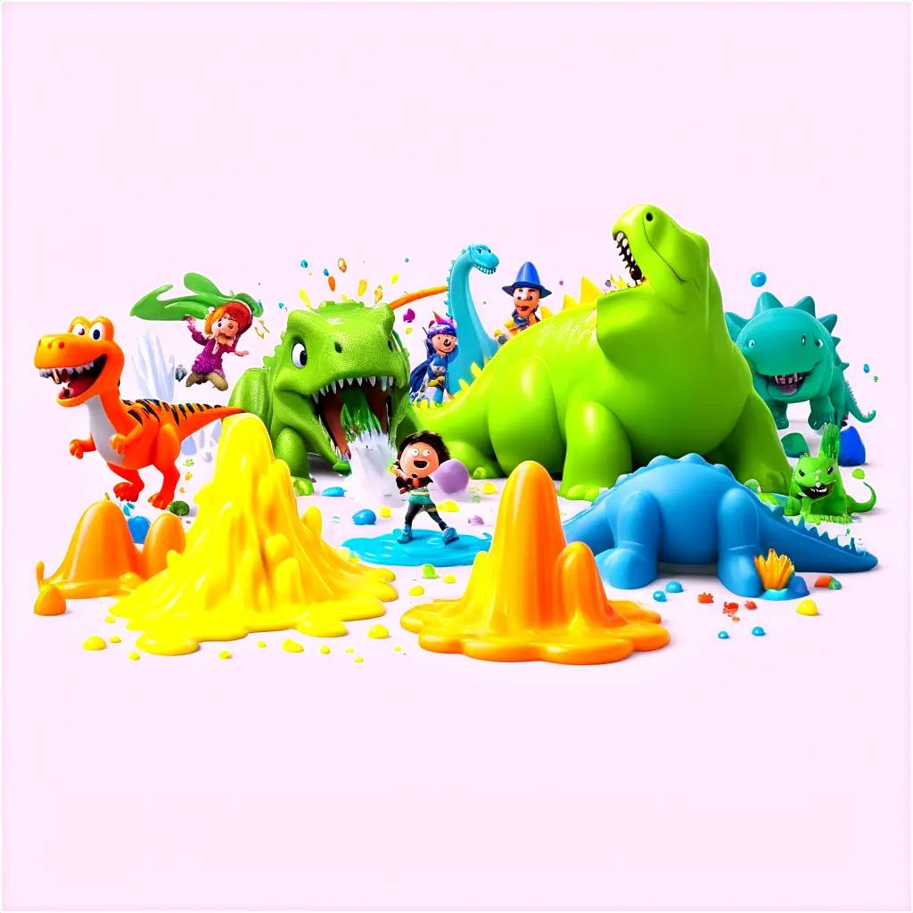 Nickelodeon toys in a colorful scene