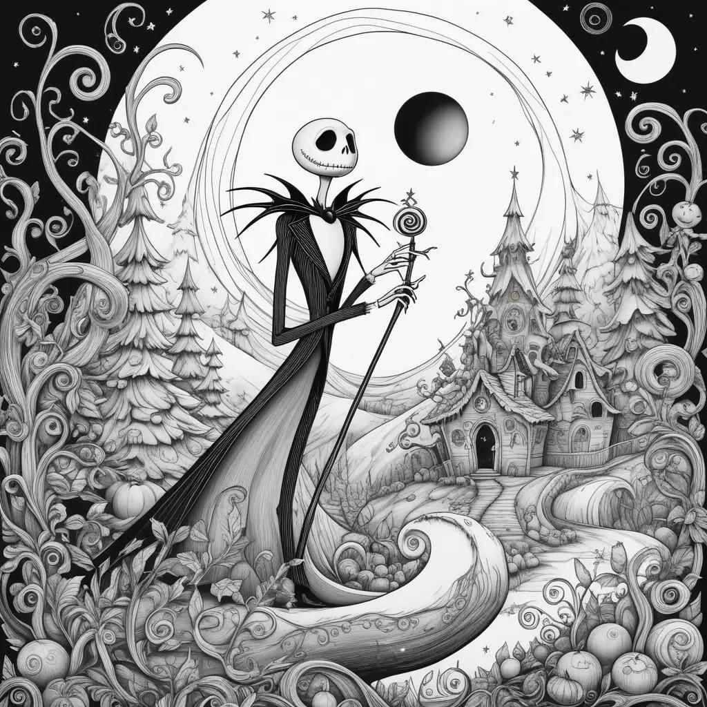 Nightmare Before Christmas Coloring Page with Jack Skellington