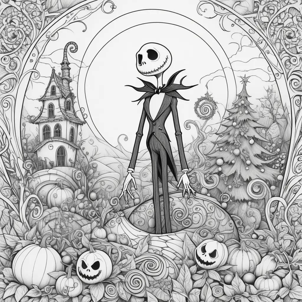 Nightmare Before Christmas Coloring Page with Jack Skellington