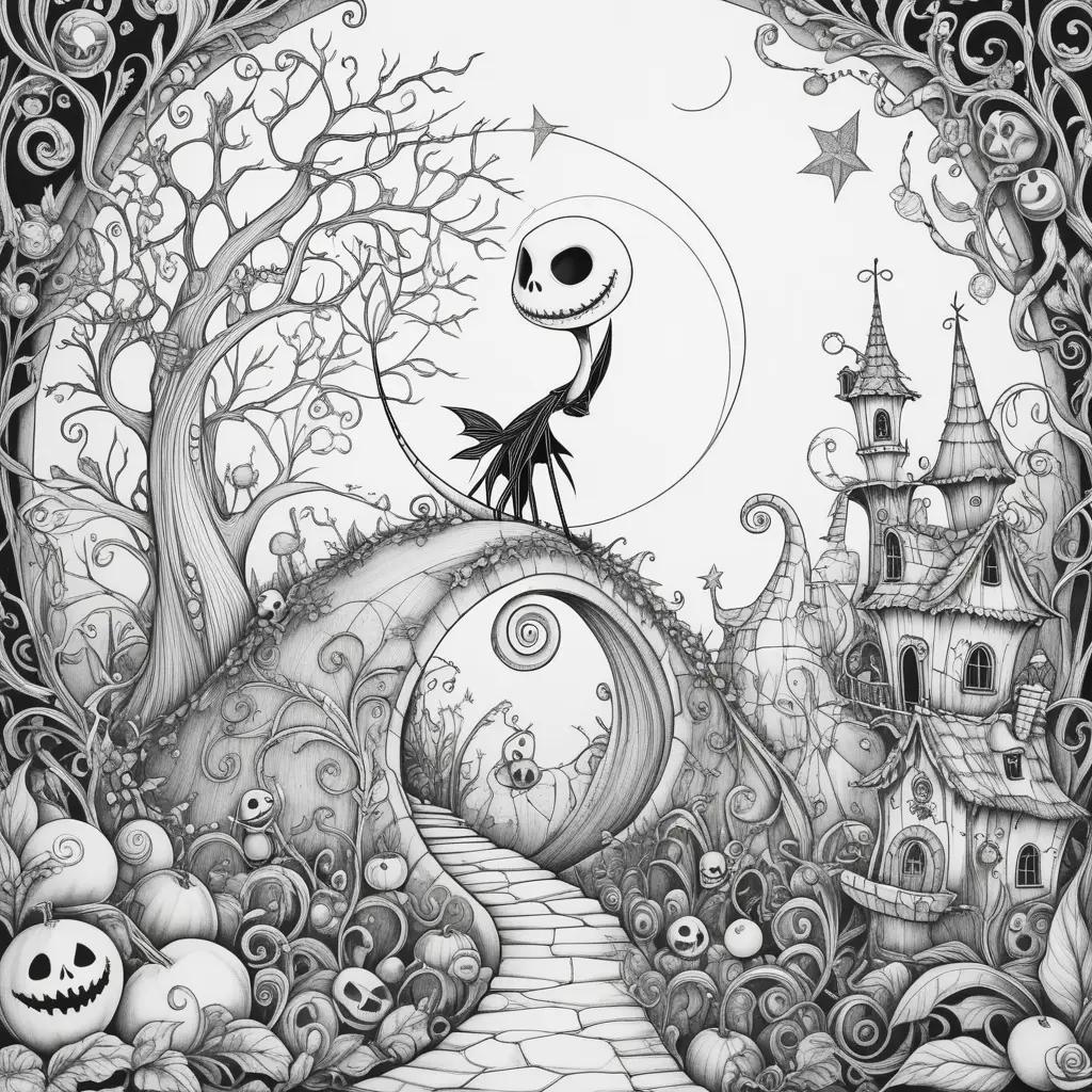 Nightmare Before Christmas Coloring Page with Jack Skellington