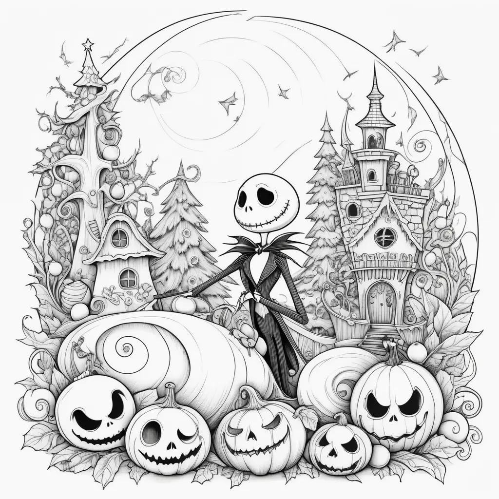 Nightmare Before Christmas Coloring Pages with Jack Skellington