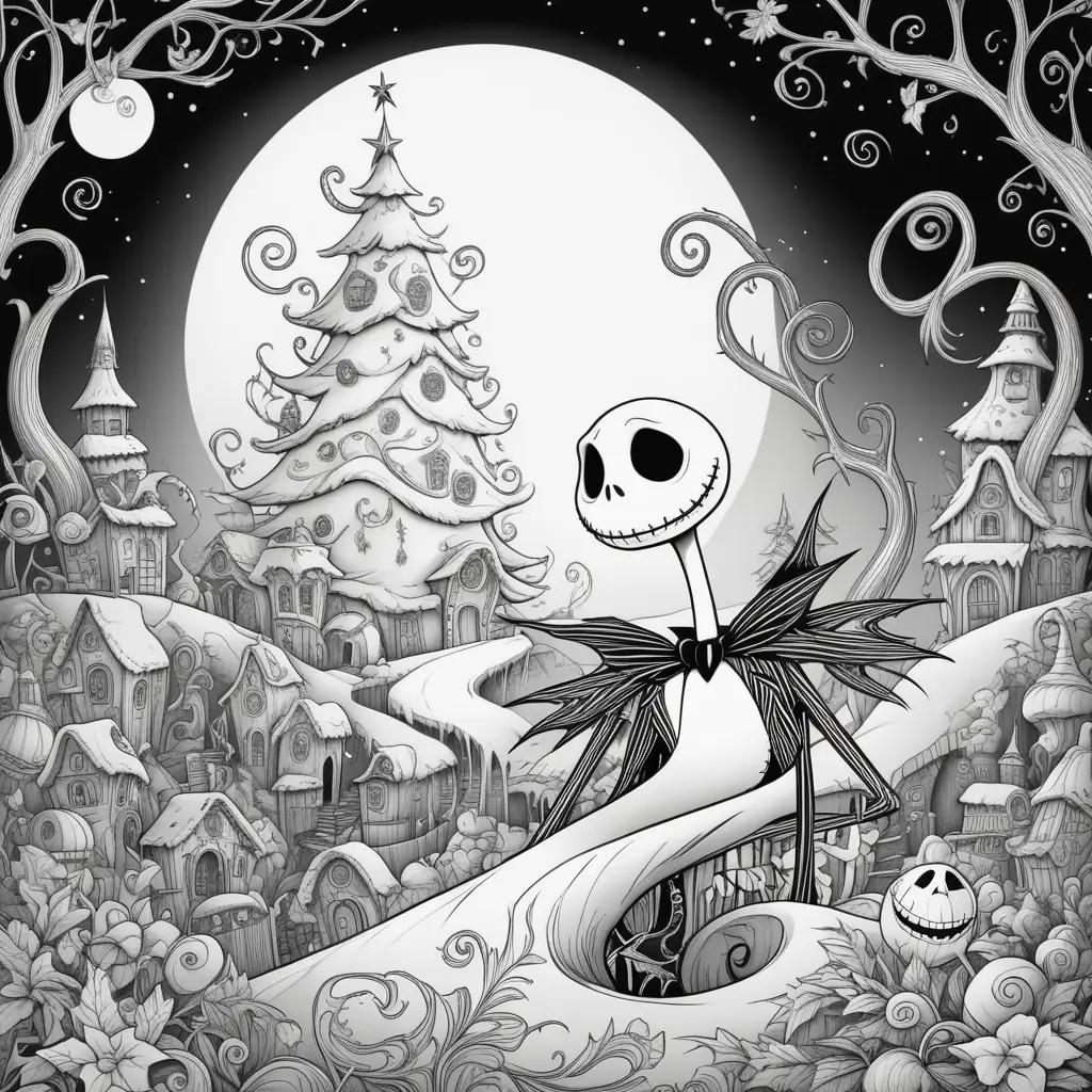 Nightmare Before Christmas Coloring Pages with Jack Skellington and Jack Frost