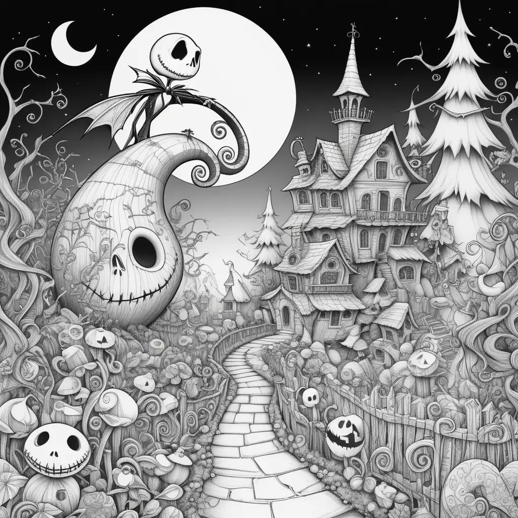 Nightmare Before Christmas coloring page with Jack Skellington