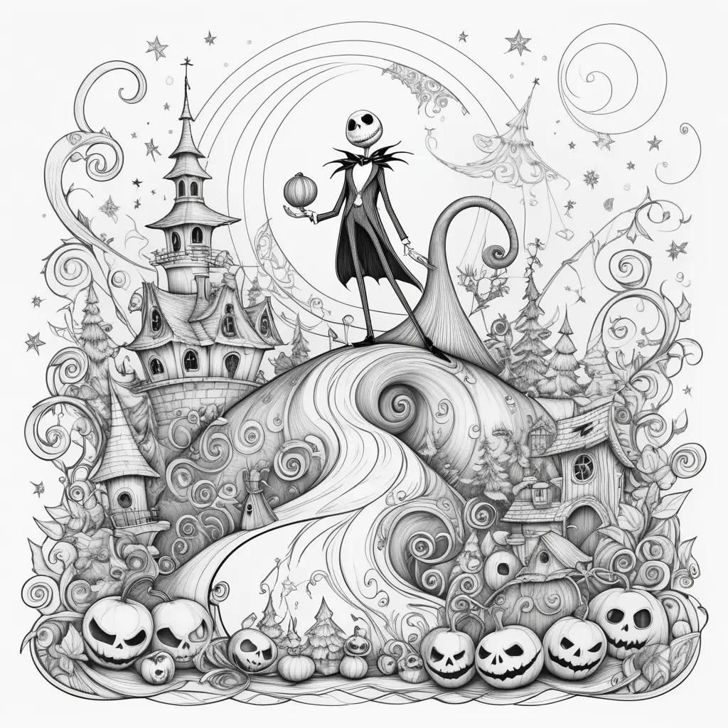 Nightmare Before Christmas coloring pages with Jack and Sally