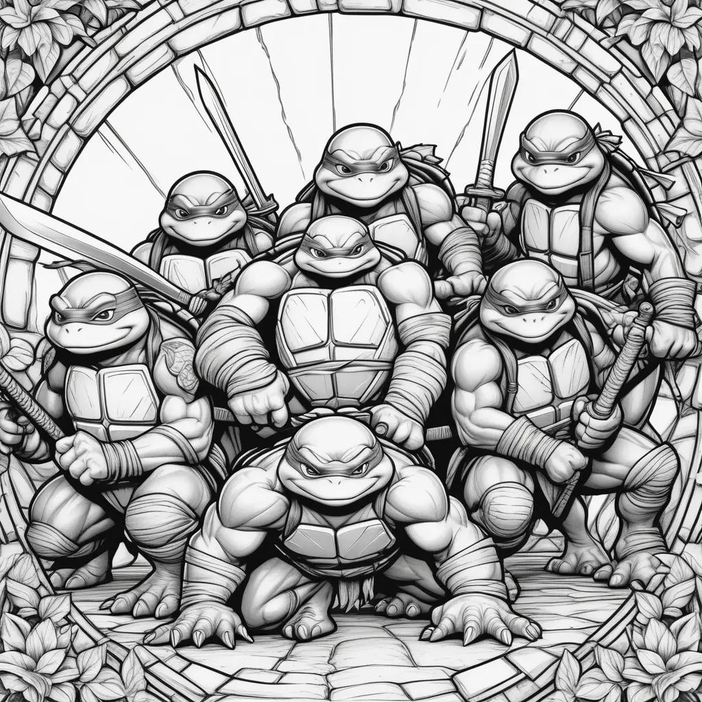 Ninja Turtle Coloring Page in Black and White