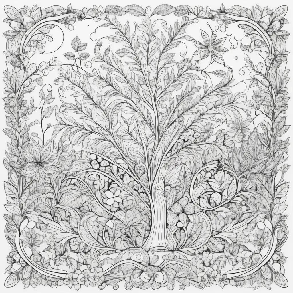 November Coloring Page: A Festive, Black and White Tree