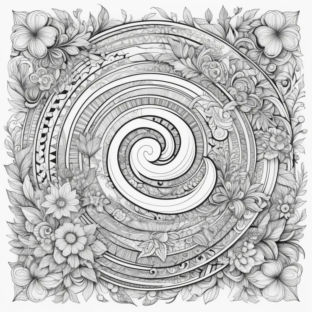 Number coloring pages spiral design