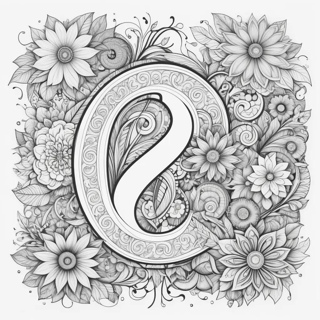 Number coloring pages with intricate designs and flower patterns