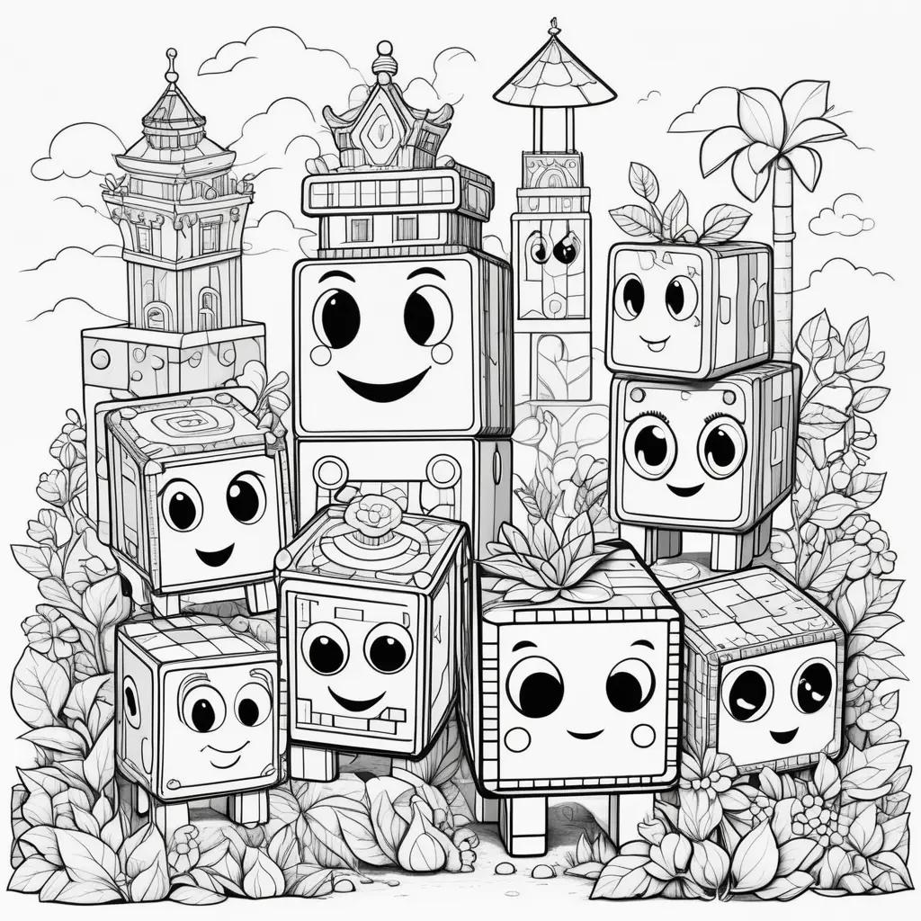 Numberblocks coloring pages with various designs