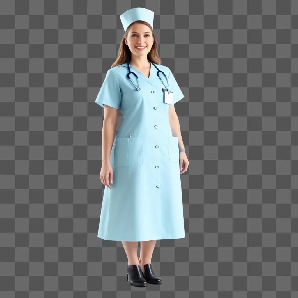 Nurse in light blue uniform with transparent section