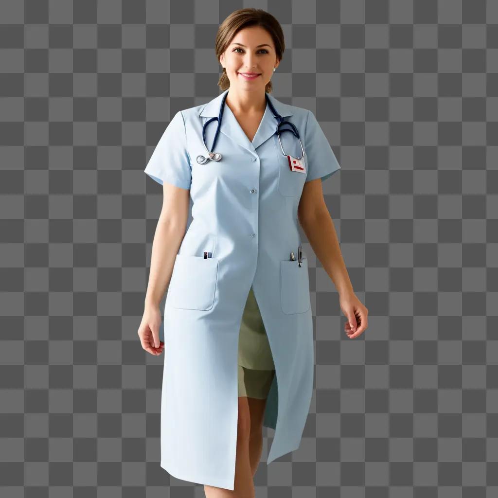 Nurse in white coat and transparent dress