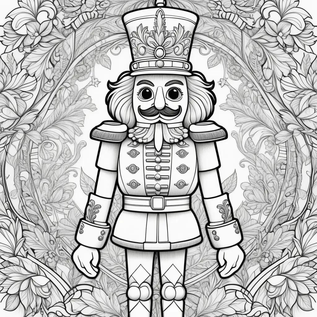 Nutcracker coloring page with black and white coloring page design