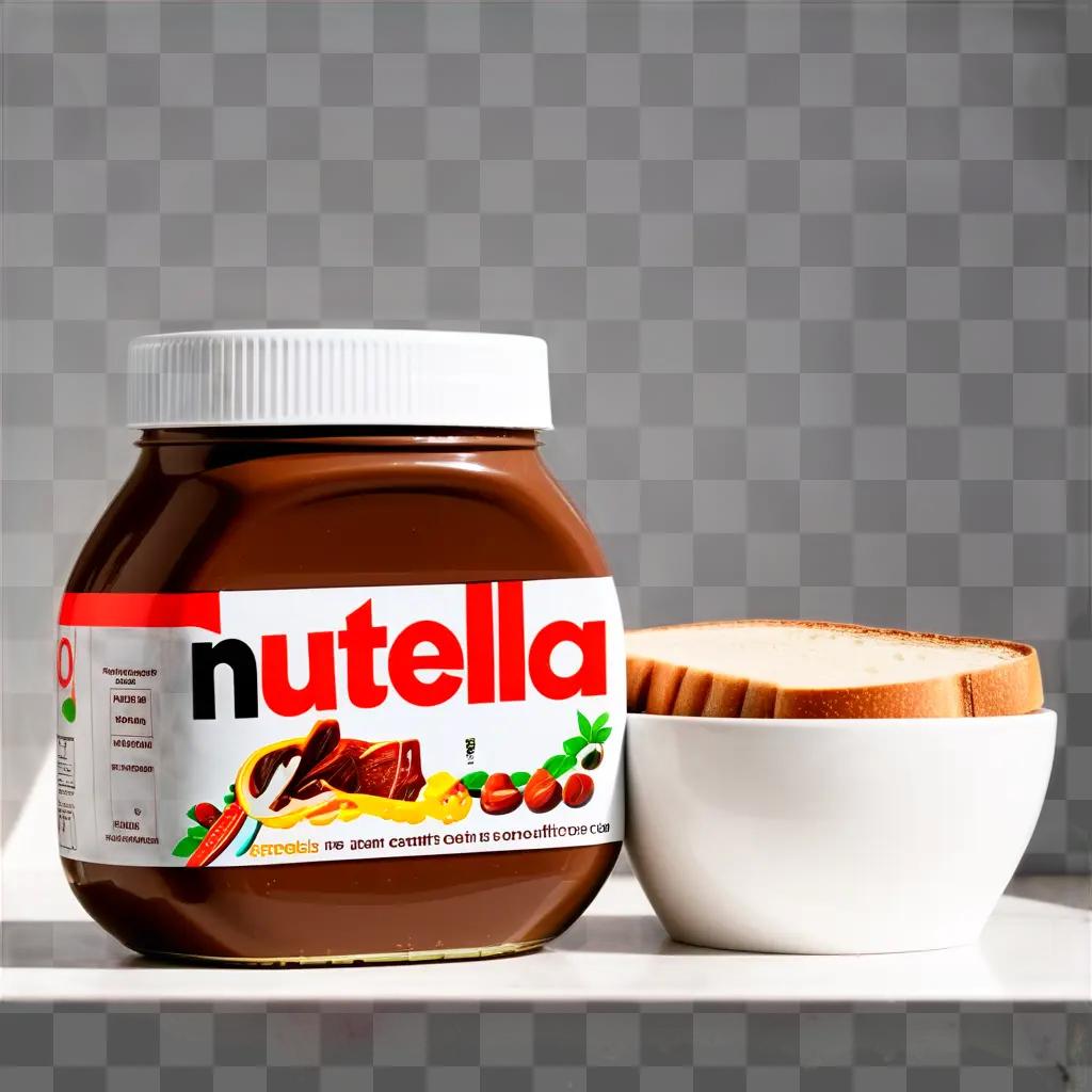 Nutella sits next to a bowl of bread