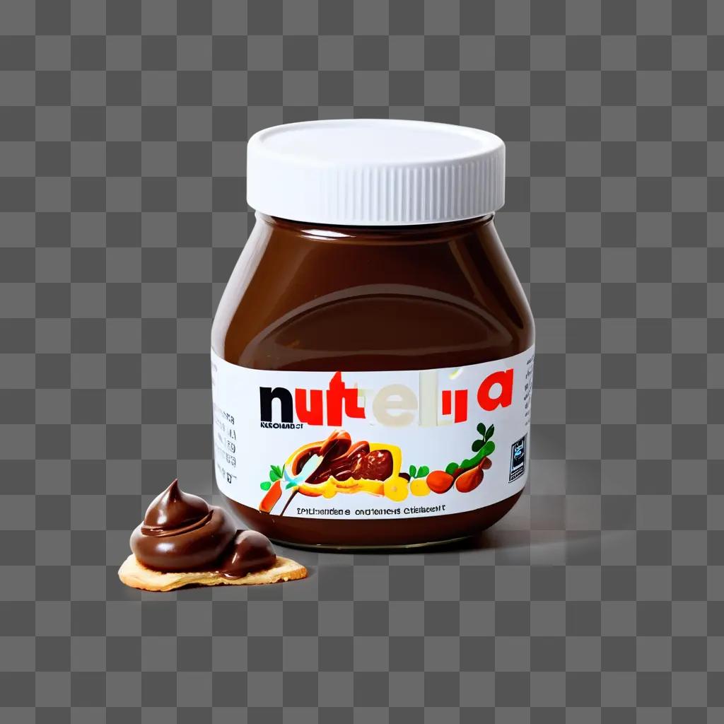 Nutella spread on crackers, jar on table