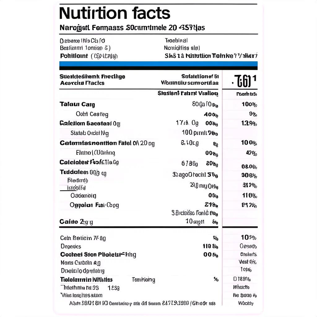 Nutrition facts label on food package