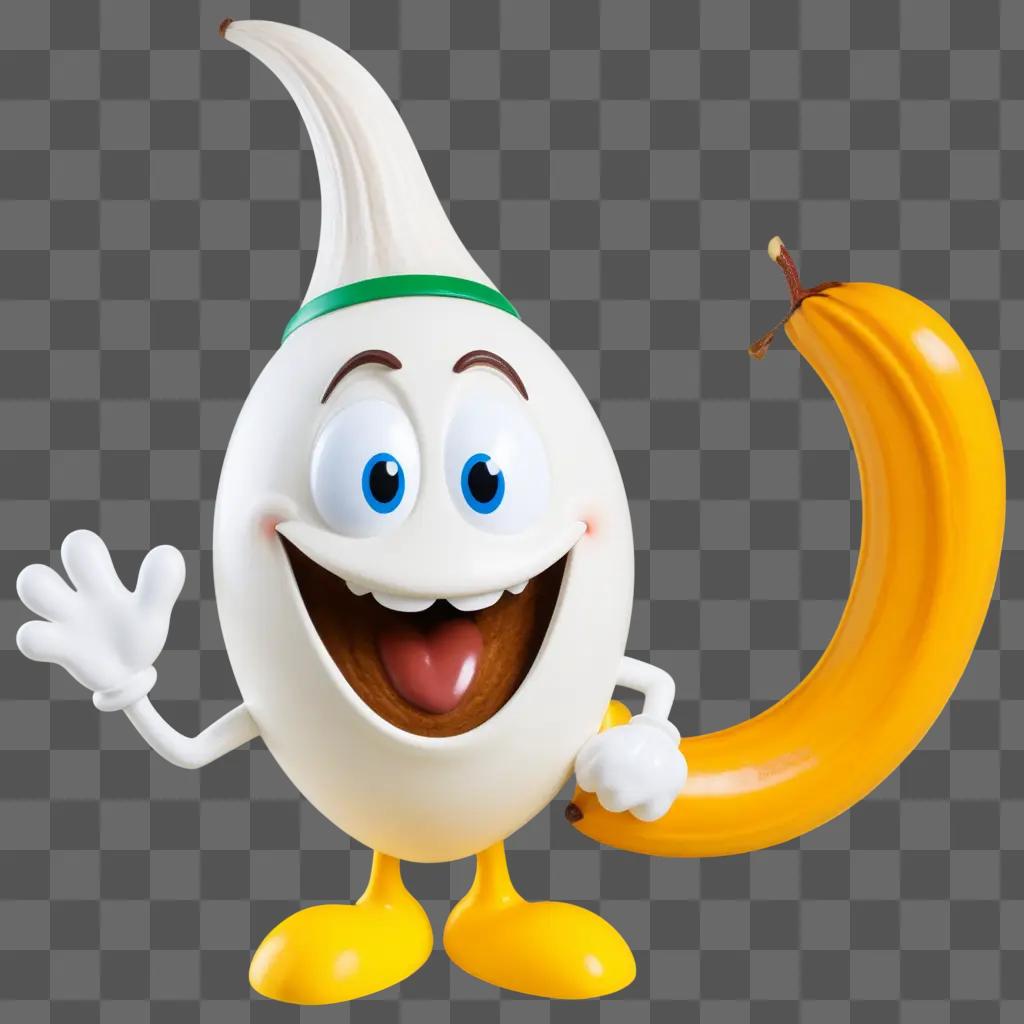 Nutty banana character with a big smile