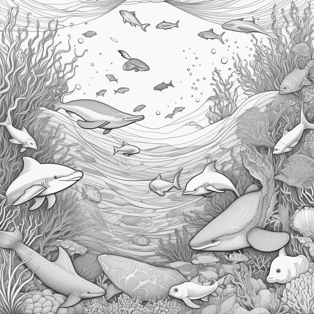 Ocean Animals Coloring Pages - A variety of fish, sharks, and other marine creatures