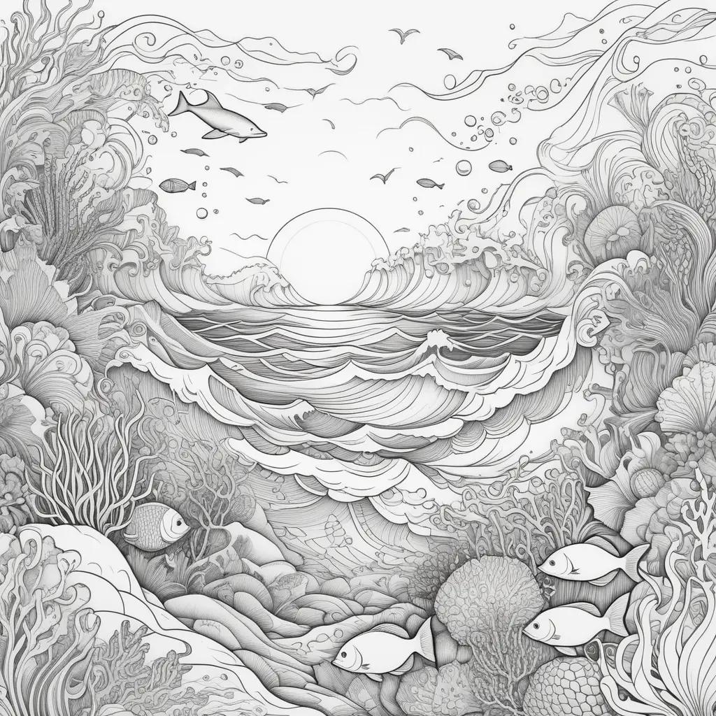 Ocean Coloring Pages - Fish and Coral