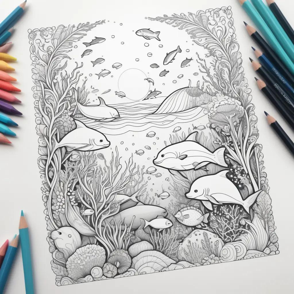 Ocean Coloring Pages: Fish and Coral Reef