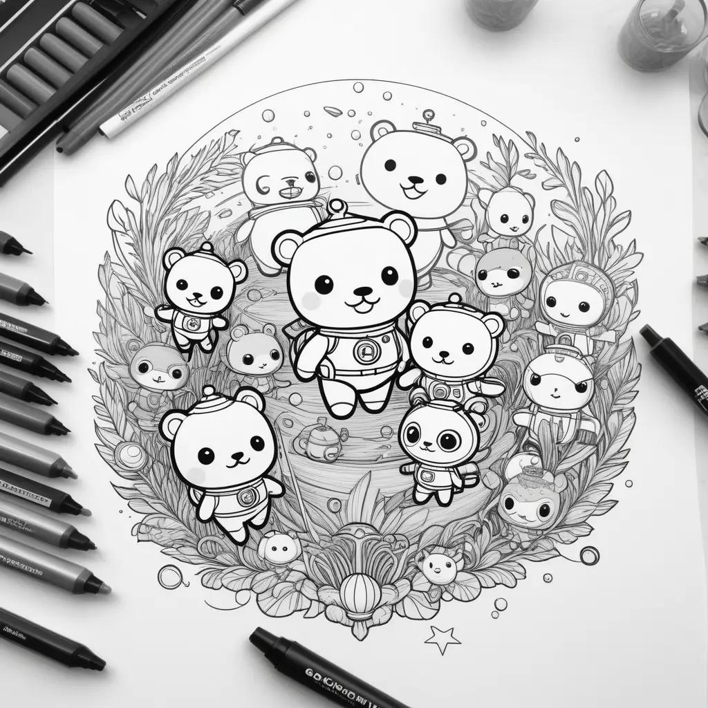 Octonauts coloring pages with black and white sketch