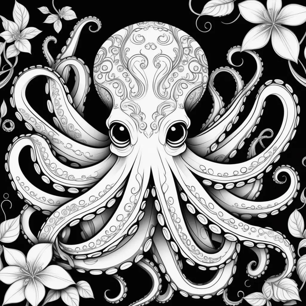 Octopus Coloring Pages with Elegant Design