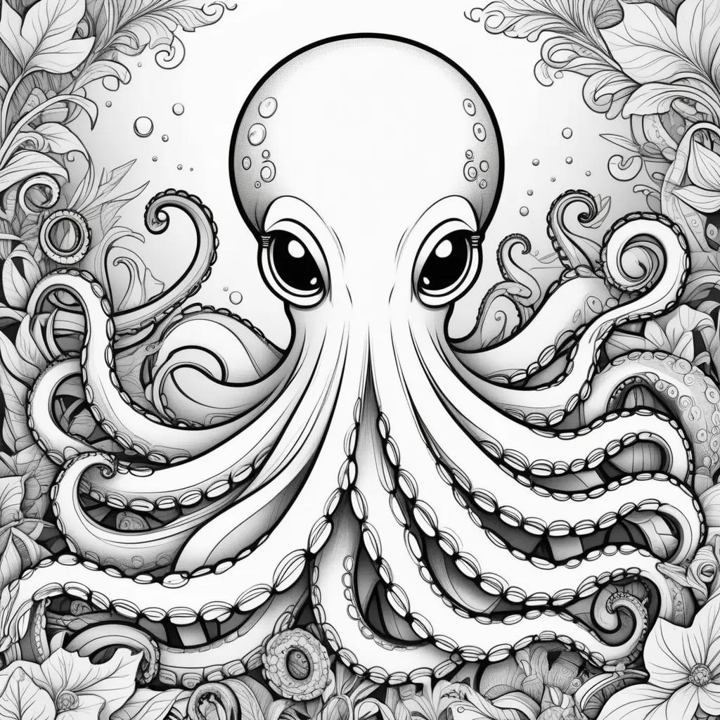 Octopus coloring pages with black and white coloring