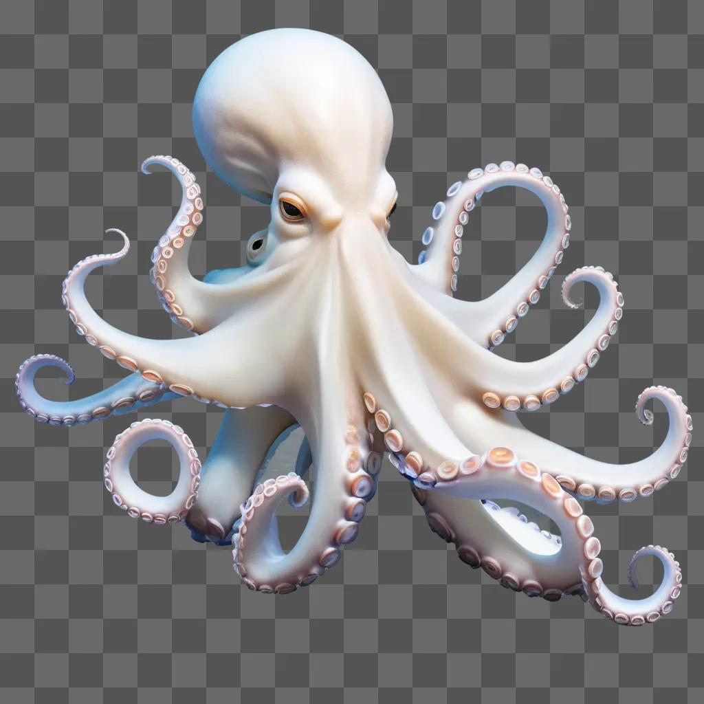 Octopus with multiple arms and eyes on a gray background