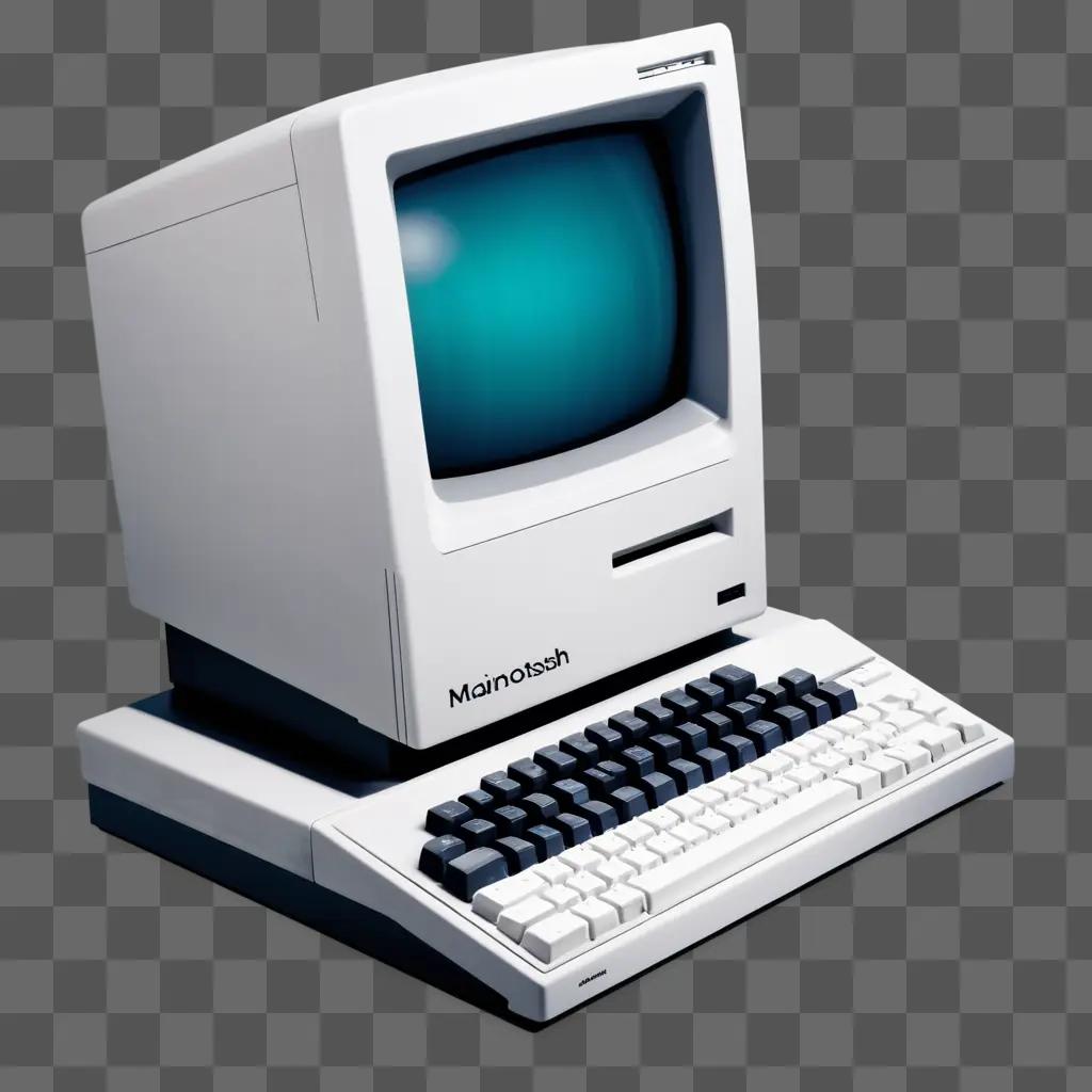 Old Macintosh computer sitting on a gray surface