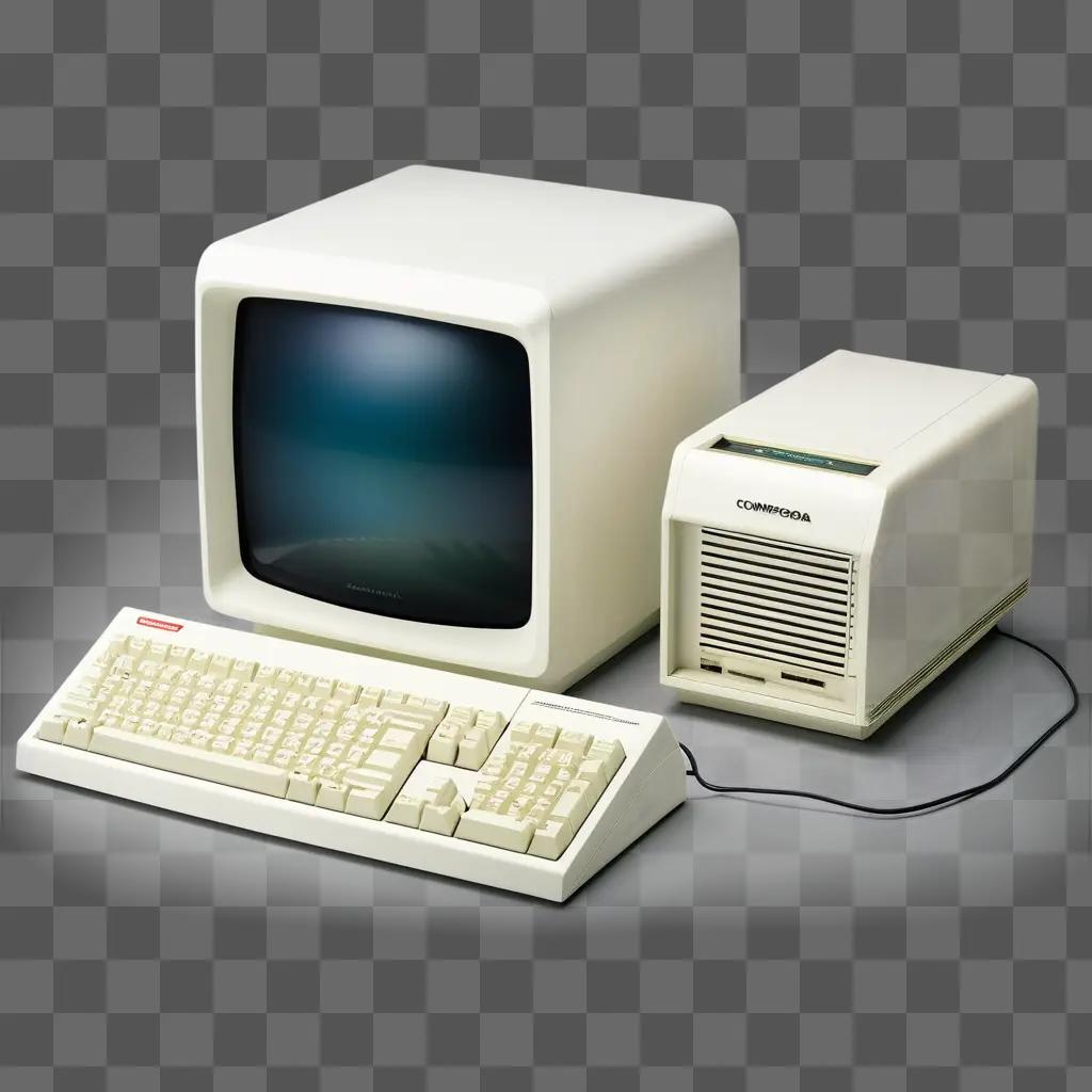 Old computer monitor and keyboard on a white surface