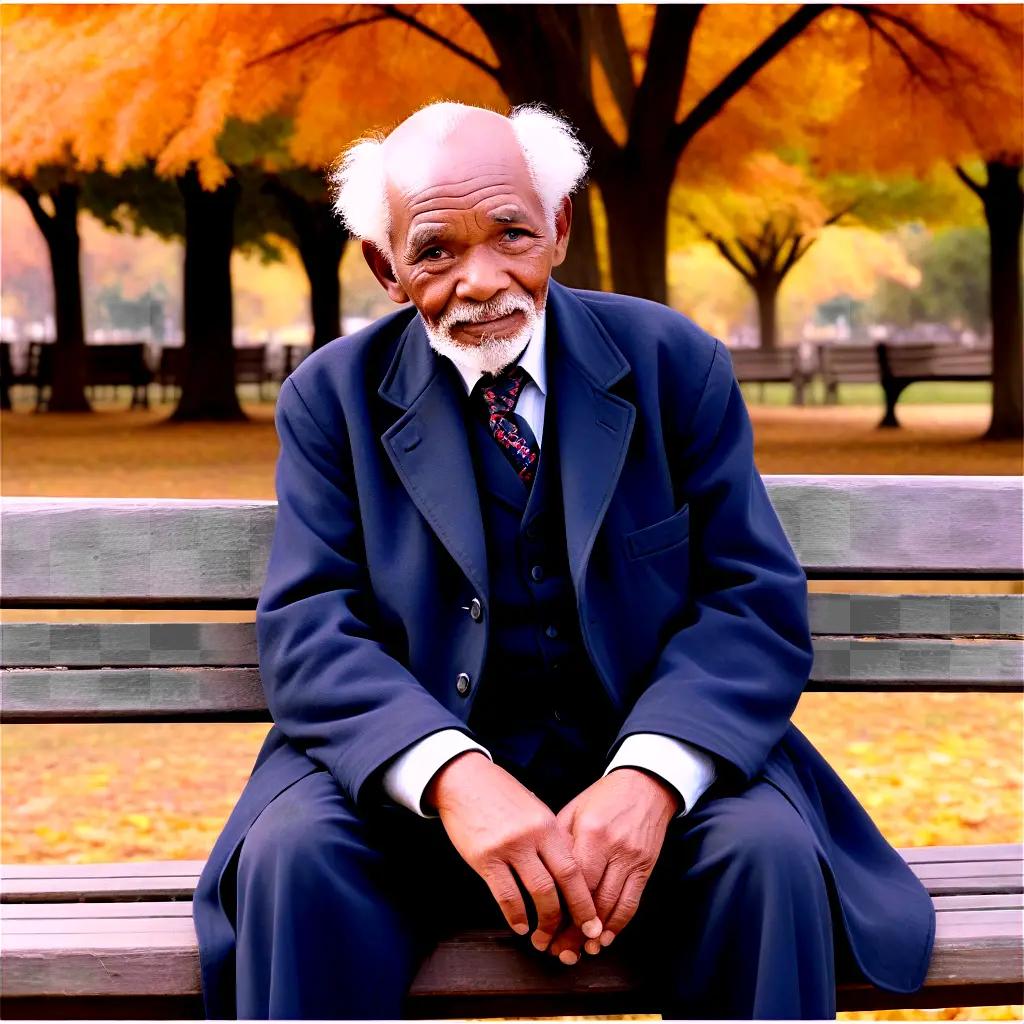 Old man in suit sitting on bench