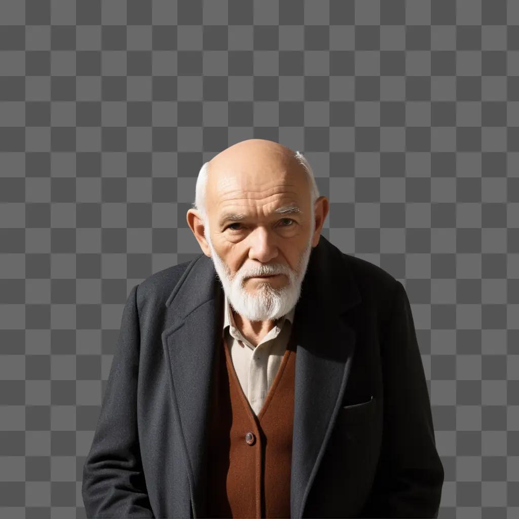 Old man with beard in black suit and tie