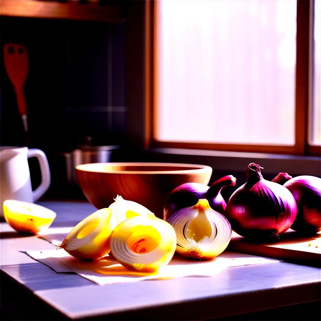 Onions are sliced and ready to be cooked