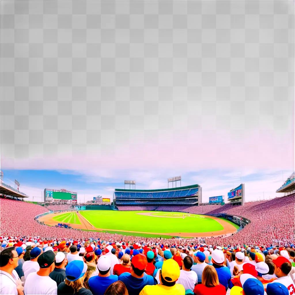 Opening Day: A baseball game is in progress with a crowd of spectators