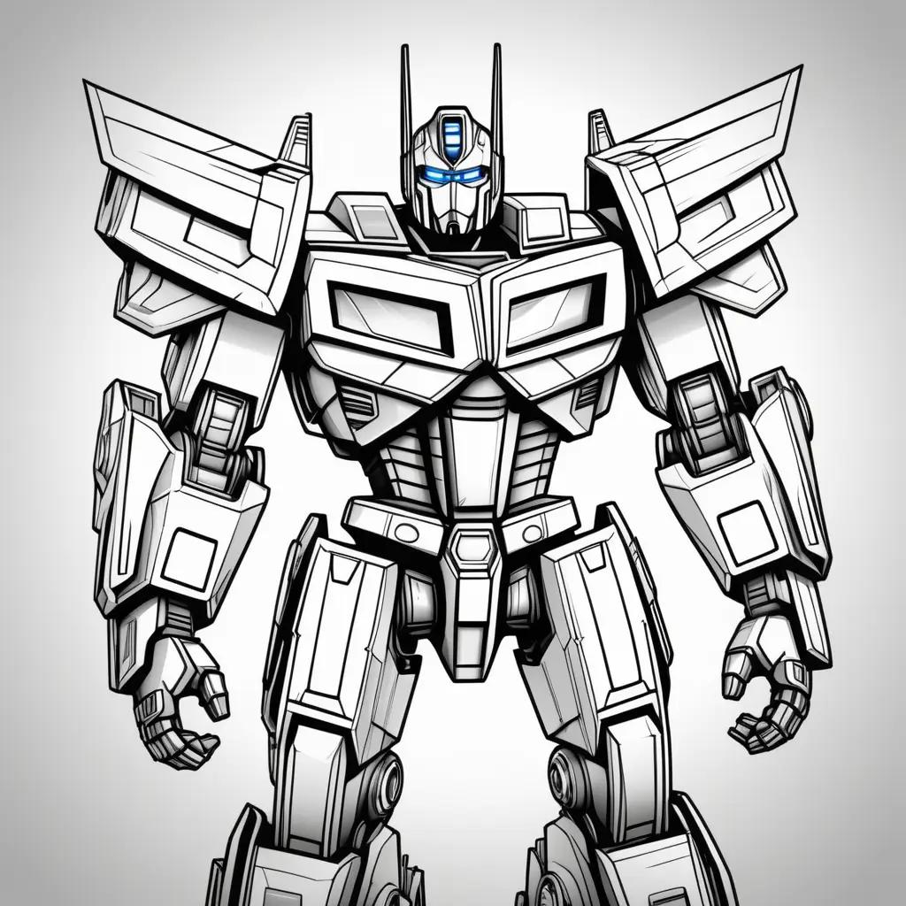 Optimus Prime Coloring Pages: An animated robot coloring page featuring Optimus Prime from the Transformers franchise