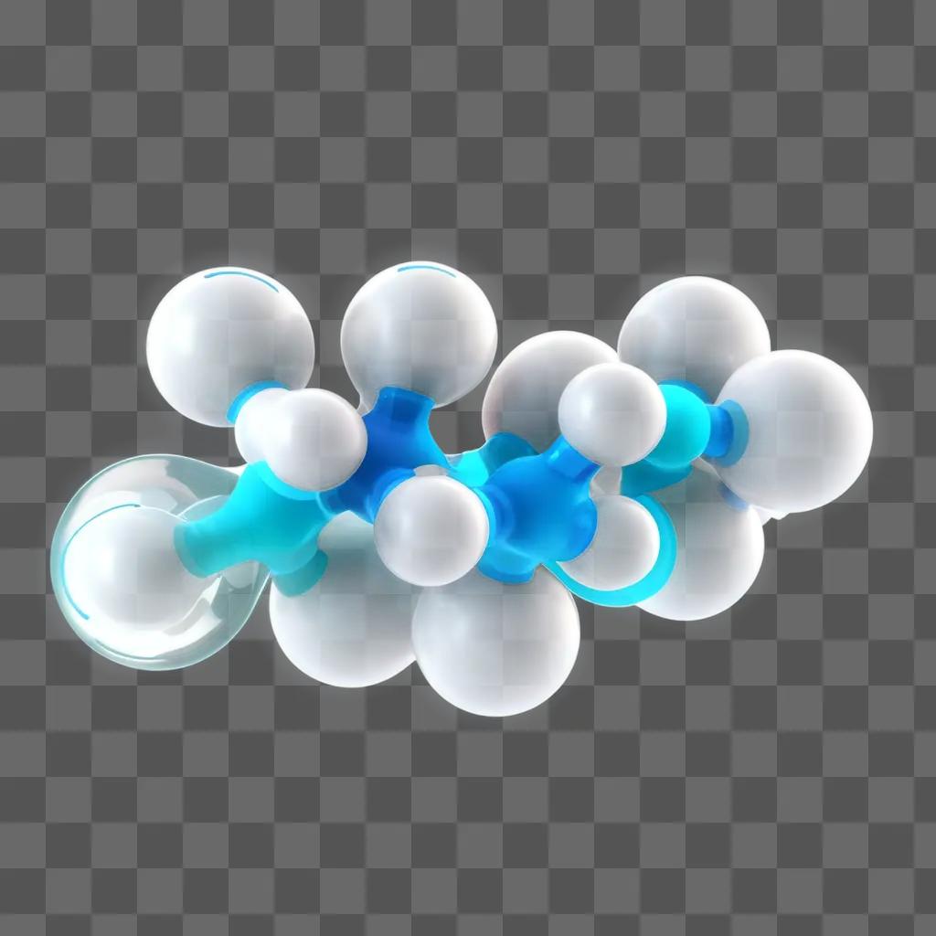 青と白の球体を持つ酸素分子