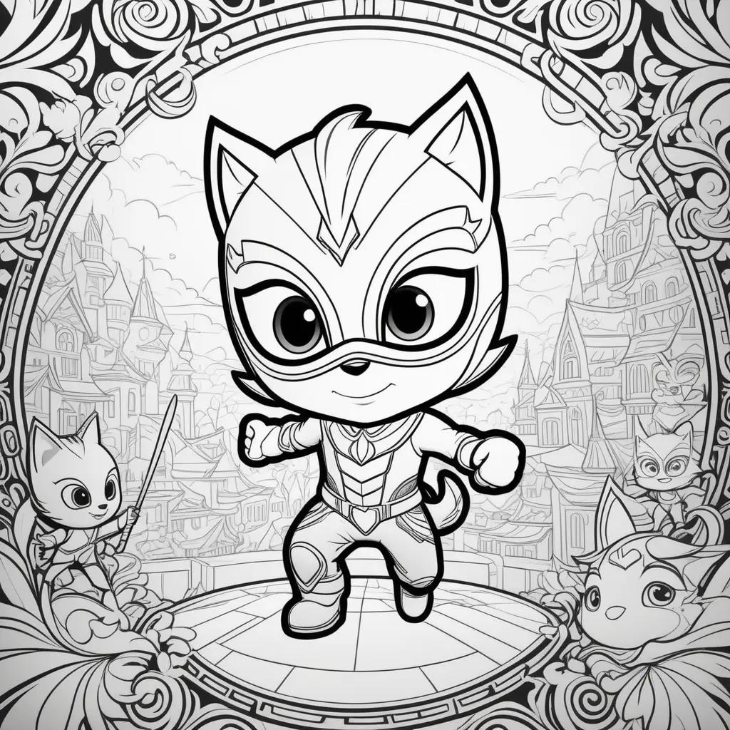 PJ Mask Coloring Pages: Black and White