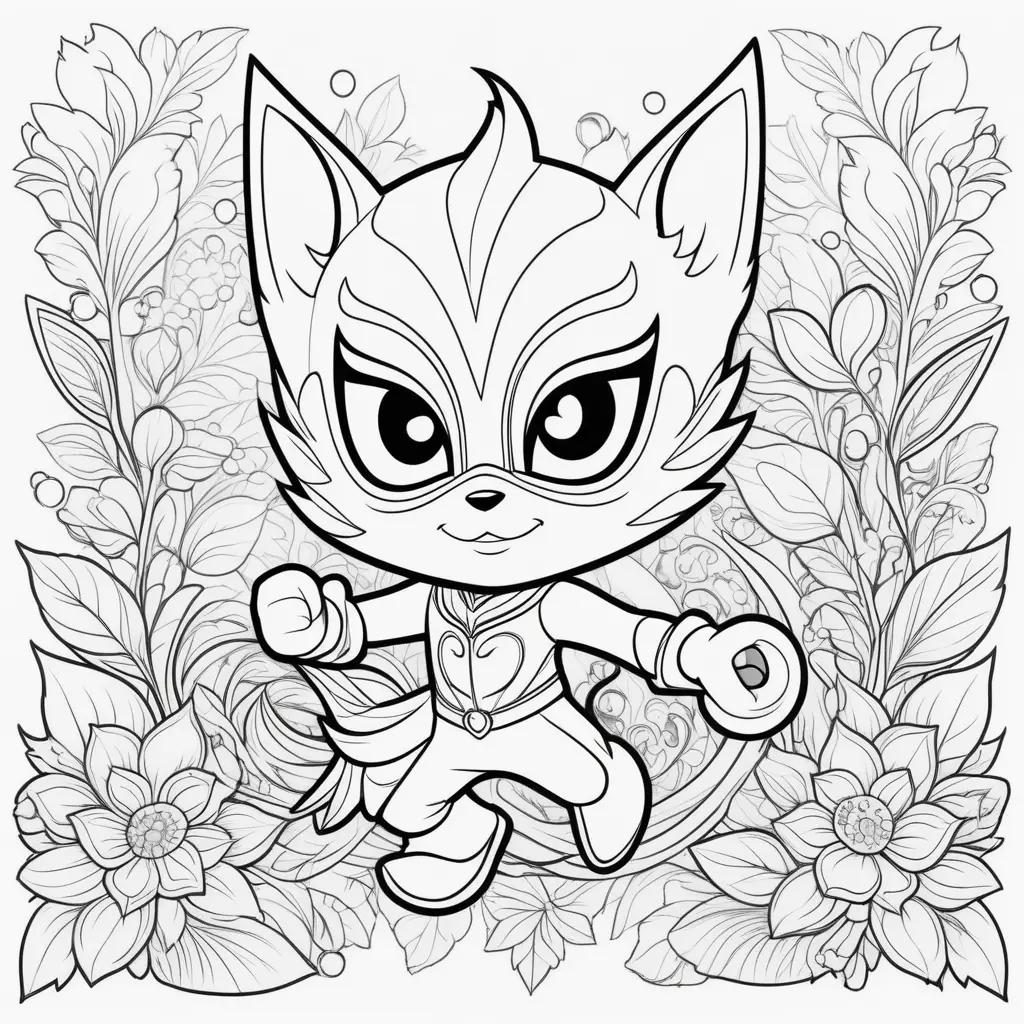 PJ Mask coloring page: a cat in a green suit