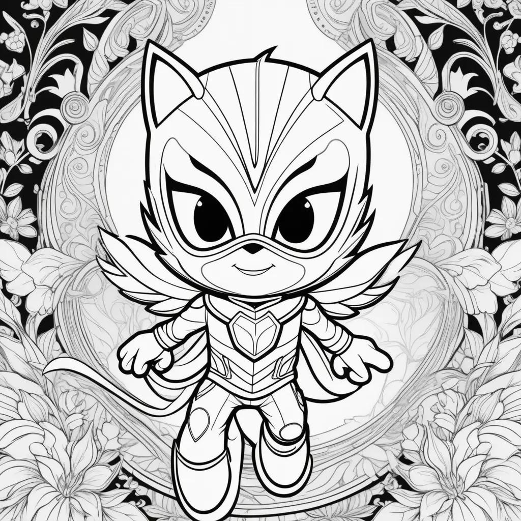 PJ Mask coloring page features a cat superhero