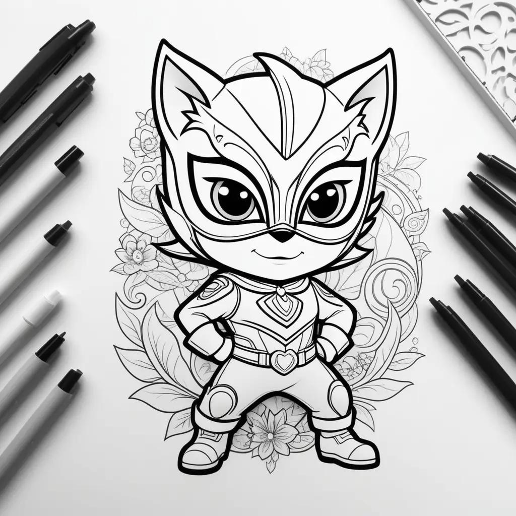 PJ Mask coloring page featuring the masked hero