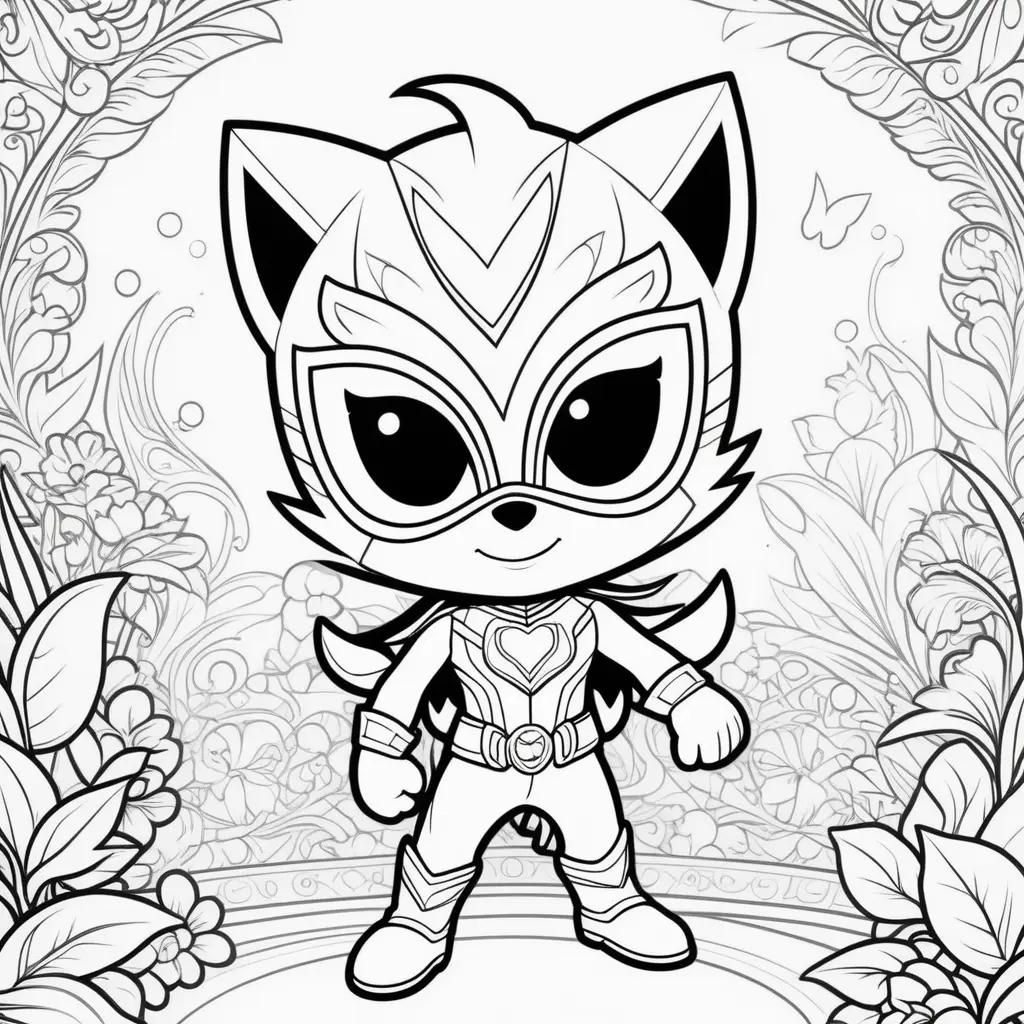 PJ Mask coloring page with a cat superhero