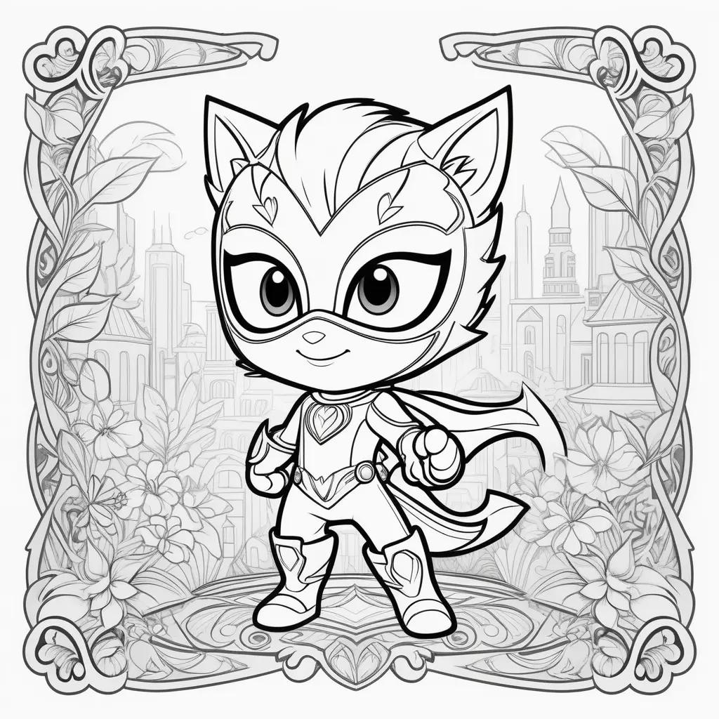 PJ Mask coloring pages featuring a superhero cat