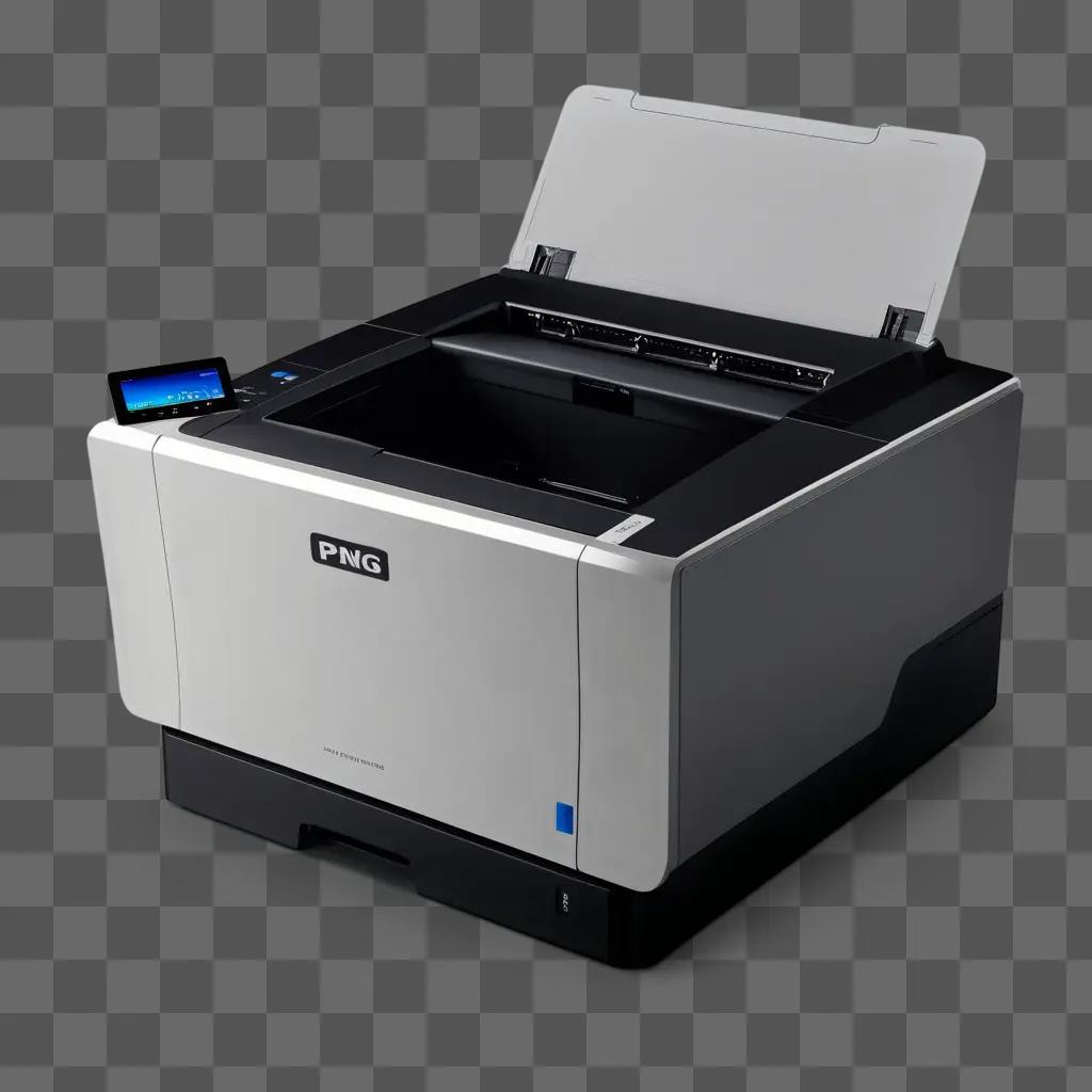 PNG printer with a screen and a black cover