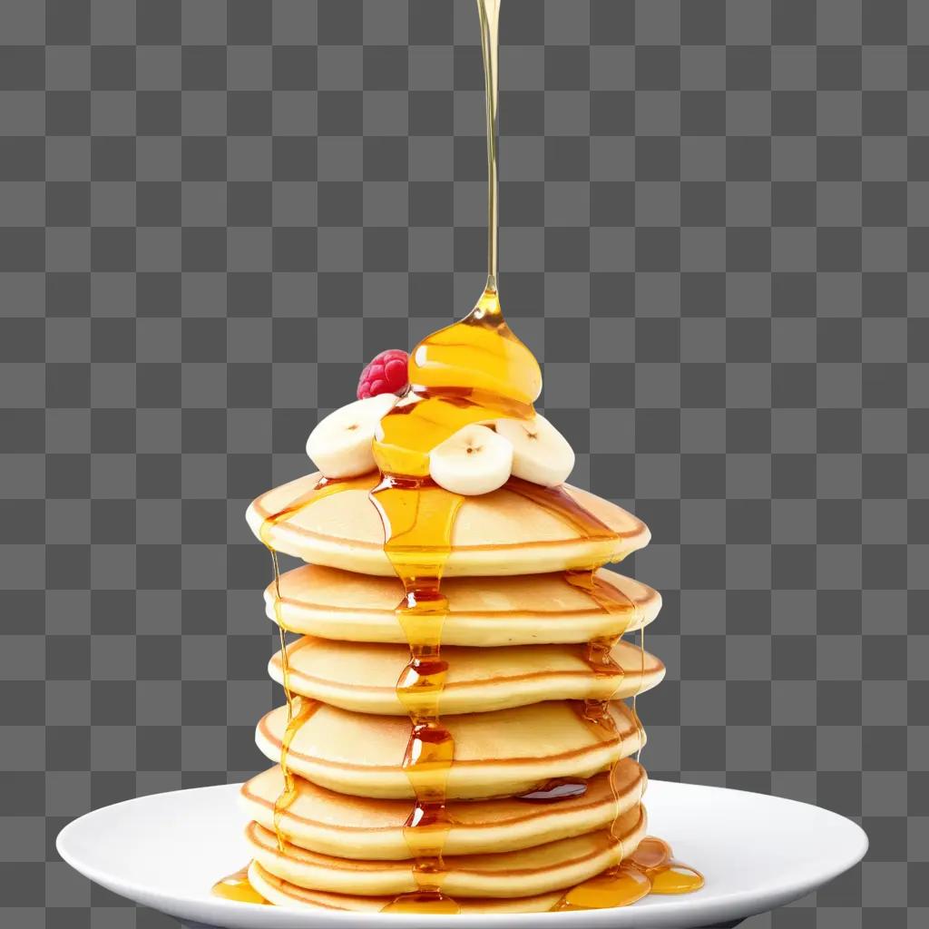 Pancake stack with syrup dripping down