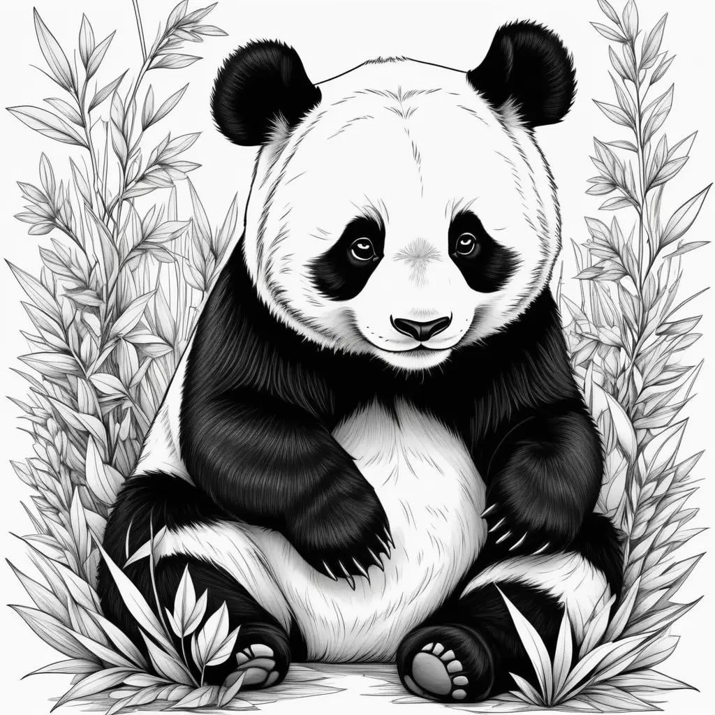 Panda color pages in black and white