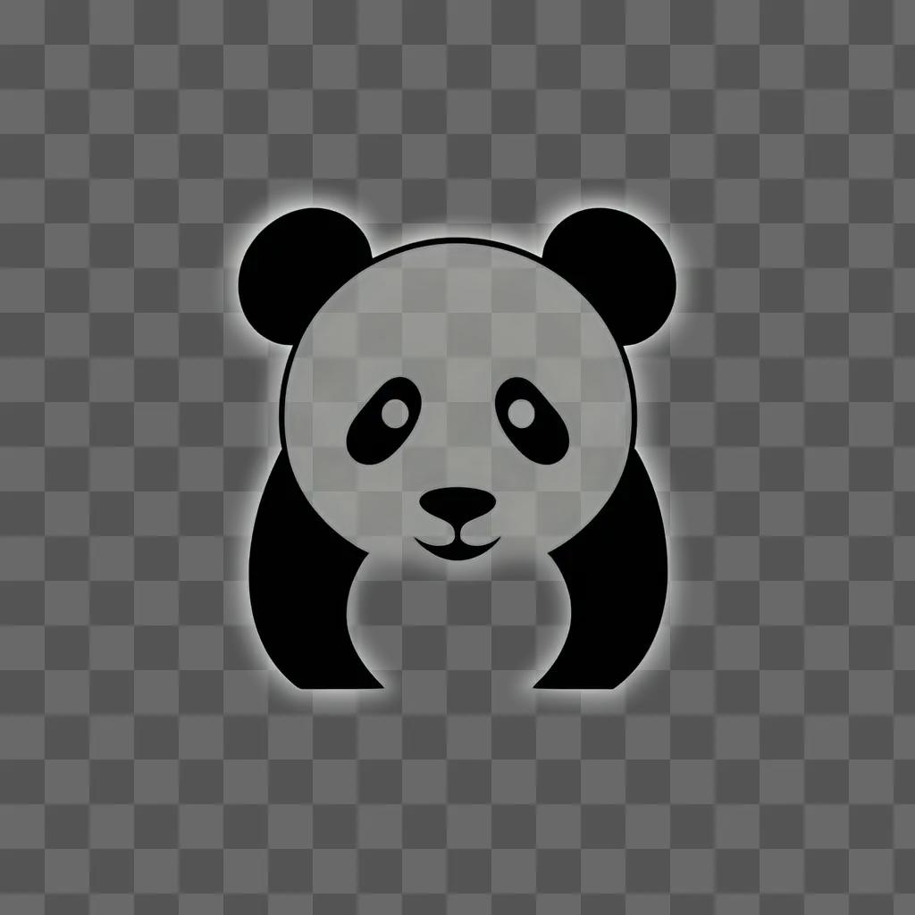 Panda silhouette on a grey background