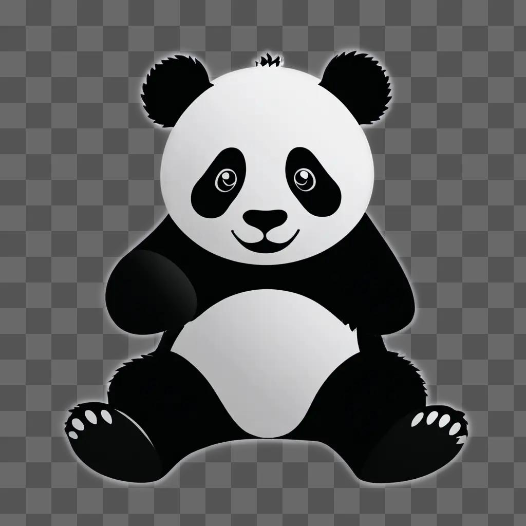 Panda silhouette sits on a grey background